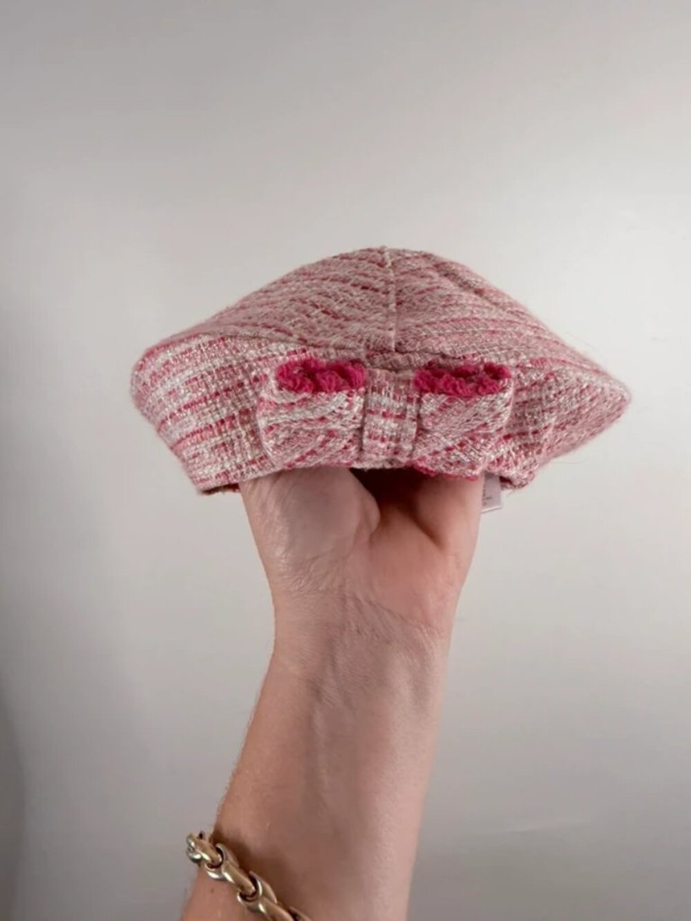 Janie and Jack Pink Tweed Beret 12/24 Months